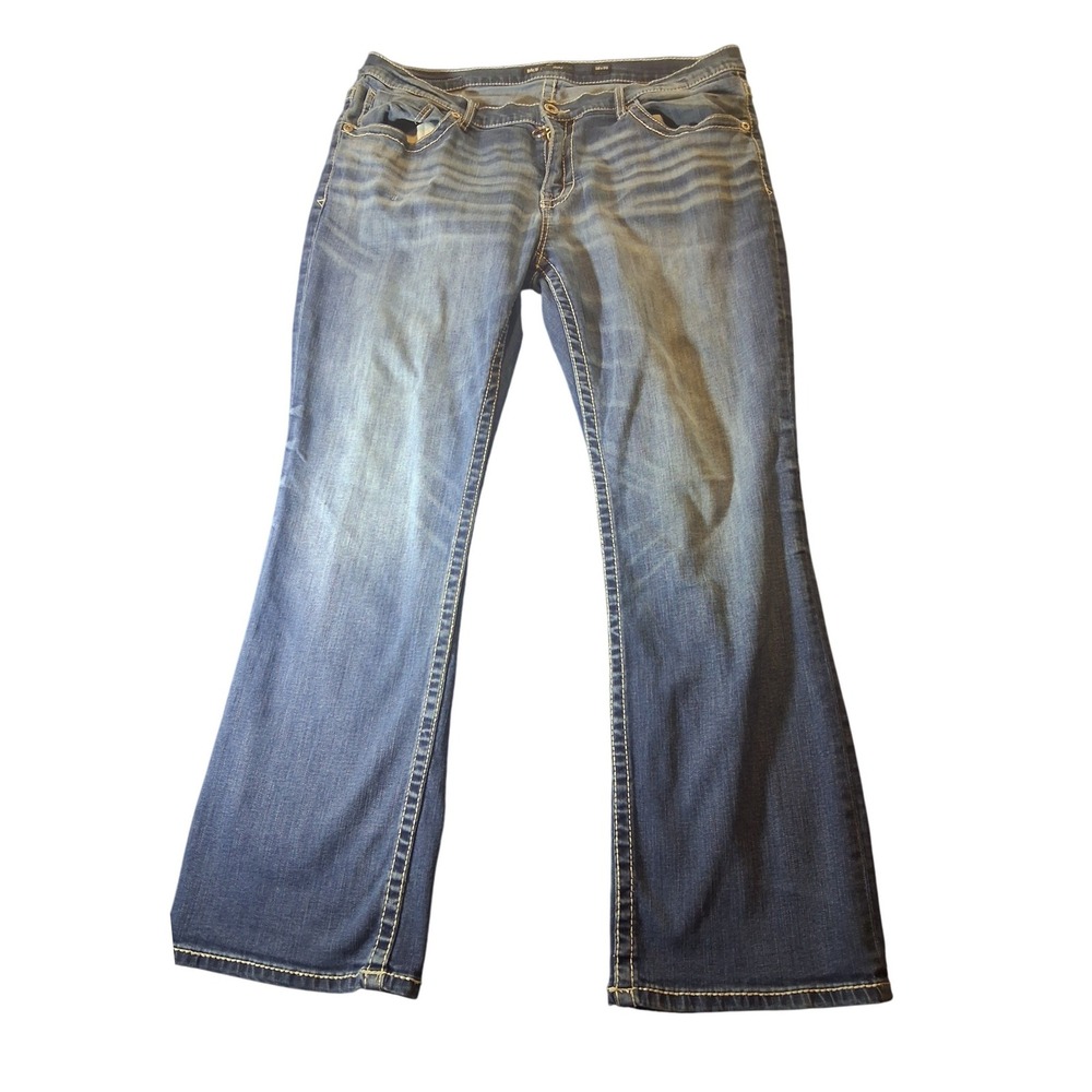 BKE Derek Slim Bootcut Jeans Mens 38x30 Blue Medium Wash Heavy Stitch Denim